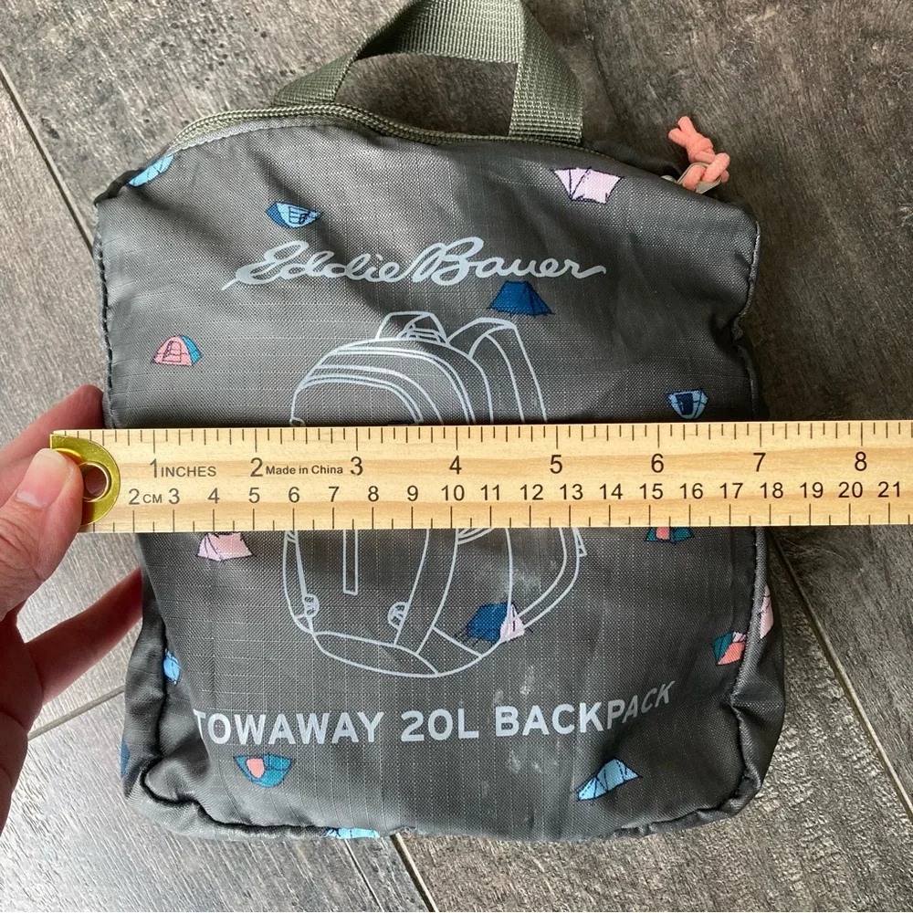 Eddie Bauer Stowaway Backpack 20L Gray‎ with Tent Camping Graphic Foldable